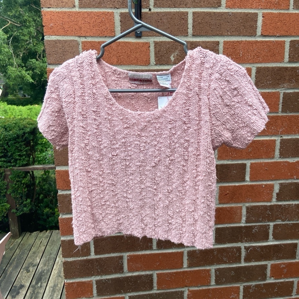 Vintage Pink Knit Crop Shirt